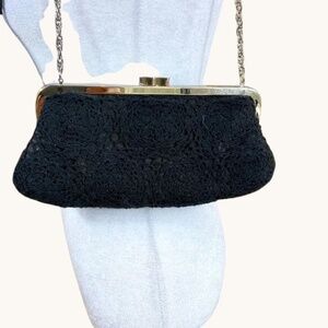 Talbots Bag Shoulder Black Crochet